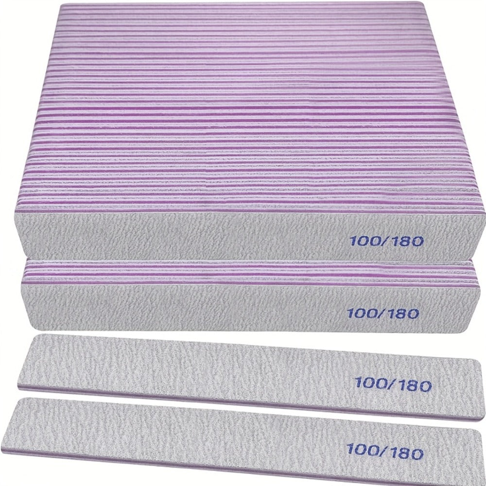 Emery Boards Nail Files 50 Pack 100 180 Grit Double Sided Professional Fingernail Filer Set Reusable for Natural Acrylic Gel Nails Manicure