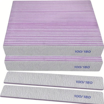 Emery Boards Nail Files 50 Pack 100 180 Grit Double Sided Professional Fingernail Filer Set Reusable for Natural Acrylic Gel Nails Manicure