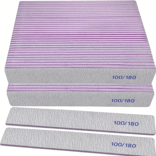 Emery Boards Nail Files 50 Pack 100 180 Grit Double Sided Professional Fingernail Filer Set Reusable for Natural Acrylic Gel Nails Manicure