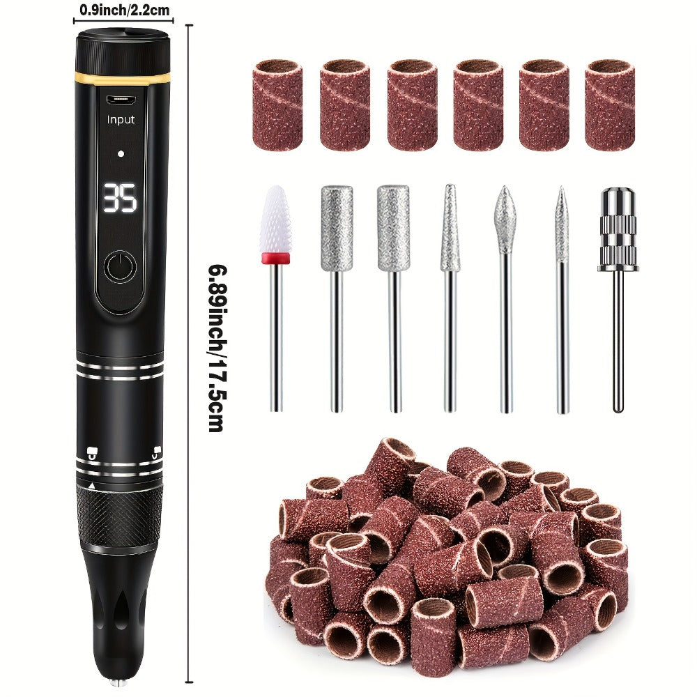Electric Nail Drill 35000 RPM Rechargeable Pen with Digital Display, Forward Reverse and Three Colors