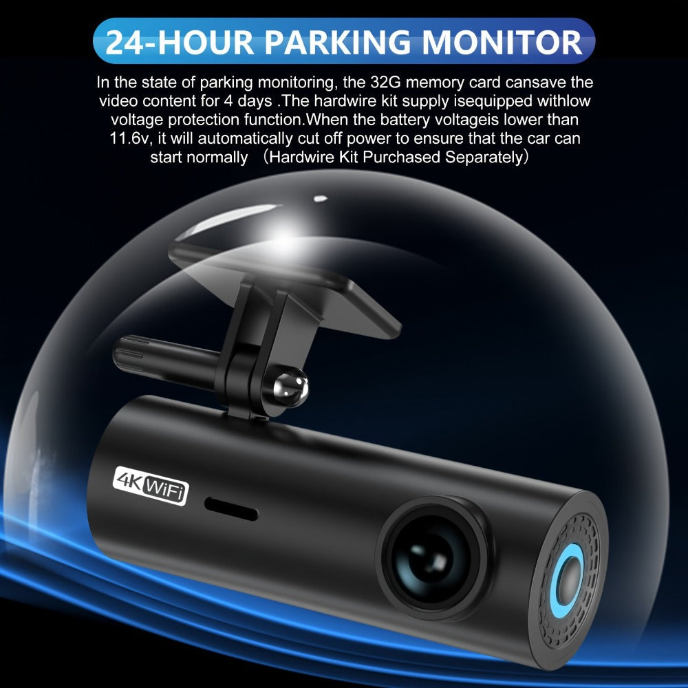 LF10 Dash Camera with 4K Label, WiFi App Control, Voice Prompt and Card Support Marking up to 256GB