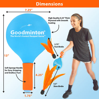 Goodminton Racquet Game Set | World's Easiest Indoor Outdoor Paddle Game for Kids, Adults & All Ages – 2 Racquets