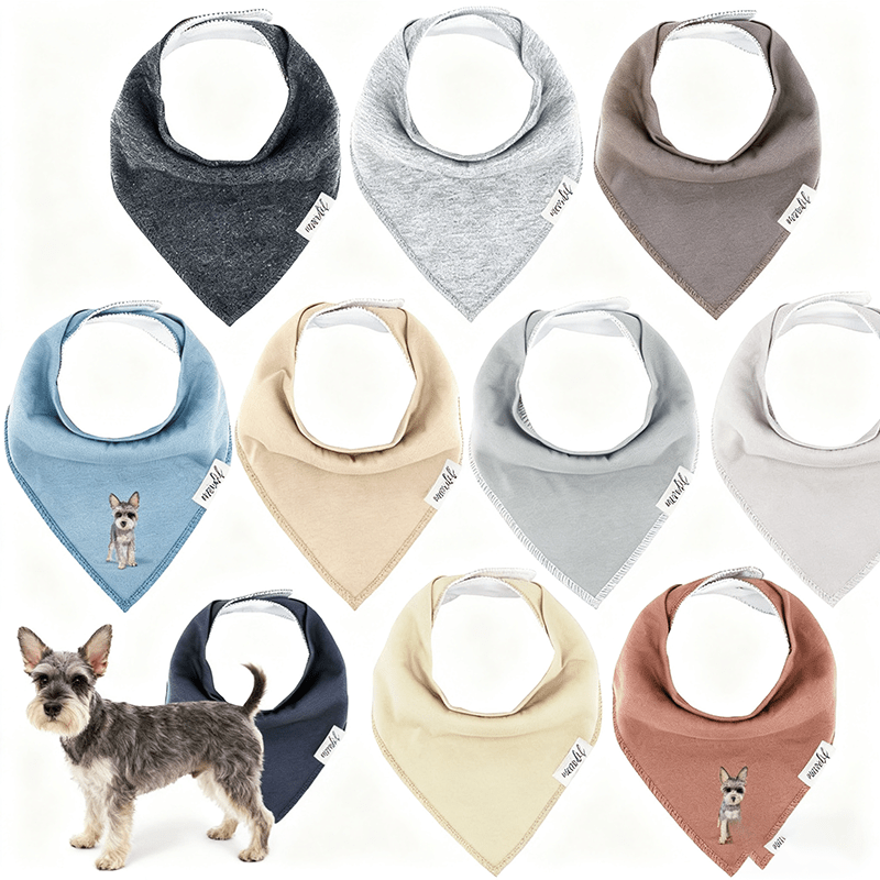Pet Bandana Scarf 10 Pack for Dogs Cats, Small Triangle Bib Neckerchief Solid Color Adjustable Saliva Towel Strong Water Absorption Easy