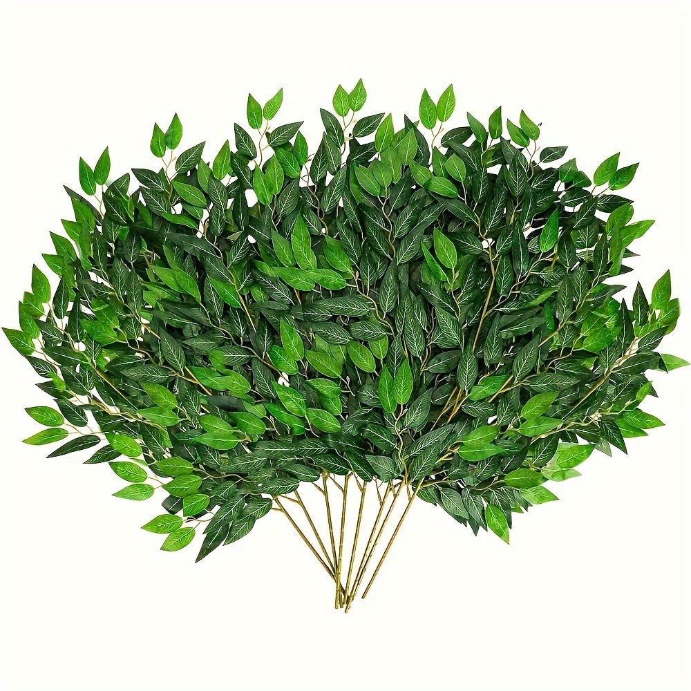 Artificial Italian Ruscus Greenery Stems 27.6" – Faux Green Leaf Spray for Wedding Arch, Bouquet Filler, Table Centerpiece & Home Decor |
