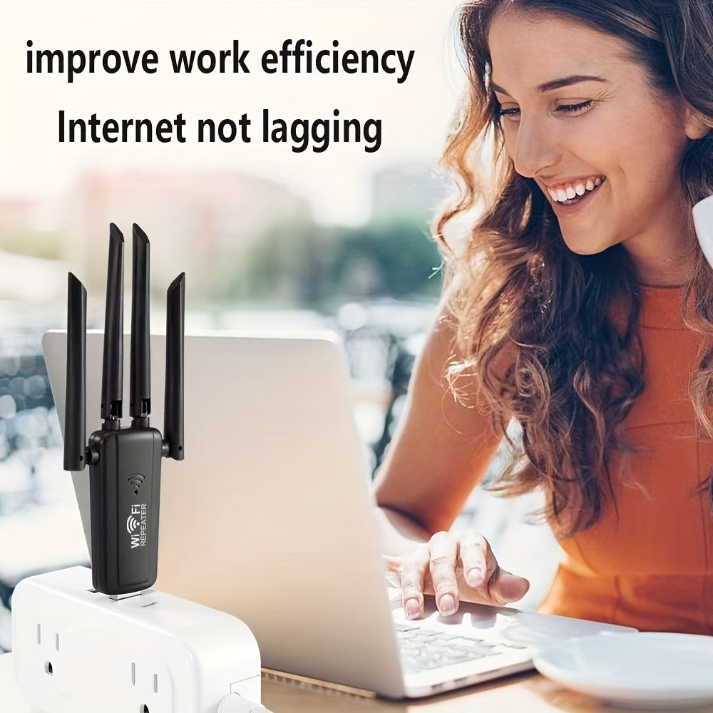 300Mbps WiFi Extender Plug-In Wall Design - Wireless Repeater & Signal Booster for Home Office, Apartment