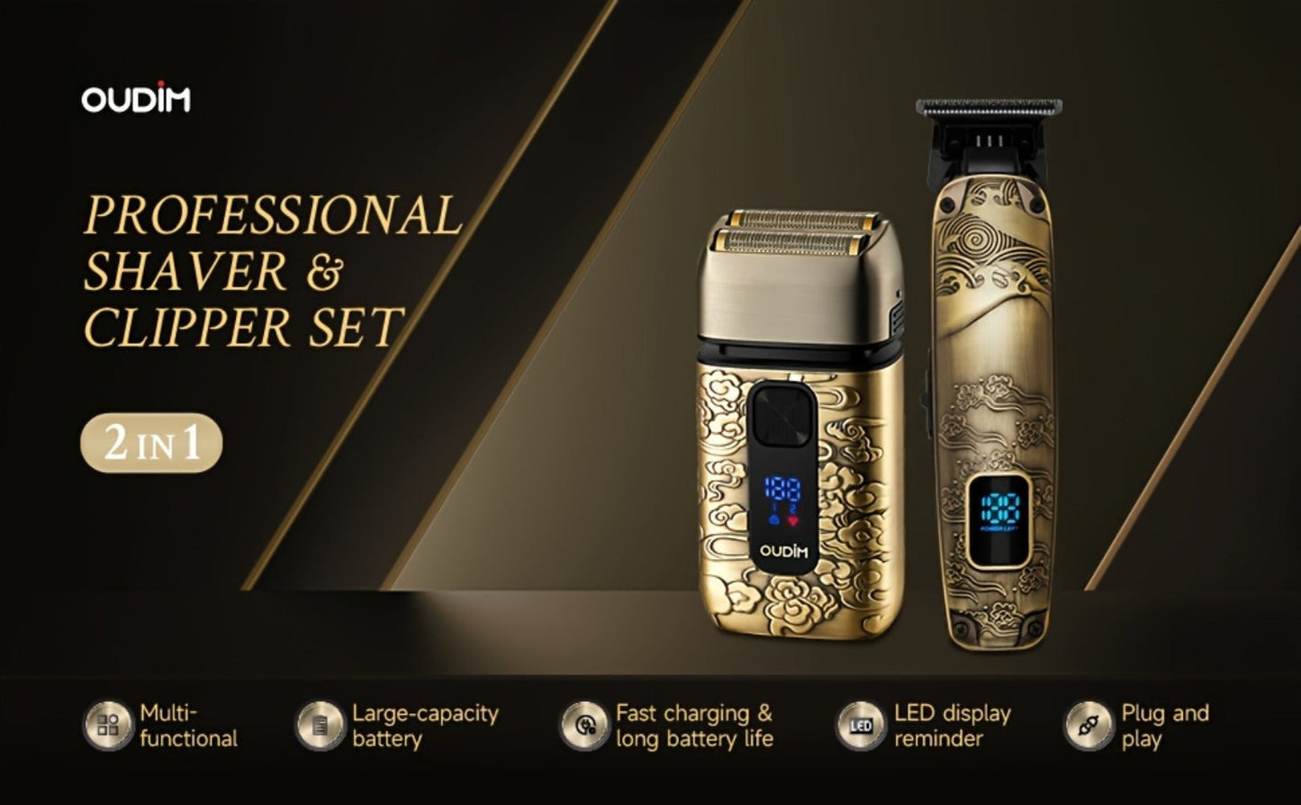 Foil Shaver for Men 2-in-1 Hair Clipper & Beard Trimmer Grooming Kit - Cordless Rechargeable Electric Razor for Face Mustache Bald Head
