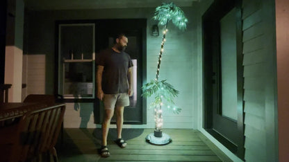 Solar Palm Tree Light 7ft 260 LED Outdoor Patio Tropical Decor Waterproof