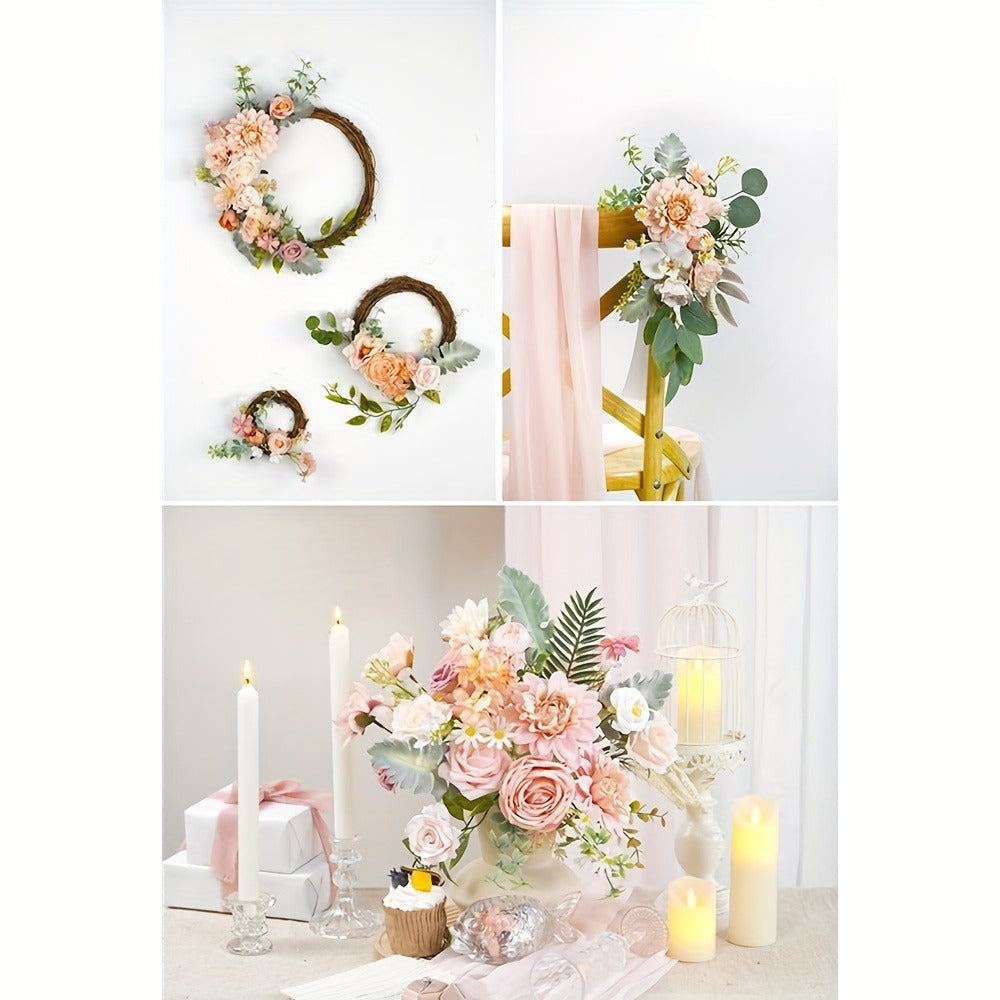 Artificial Flowers Pink Rose Box Set for DIY Wedding Bouquets, Table Centerpieces and Home Displays