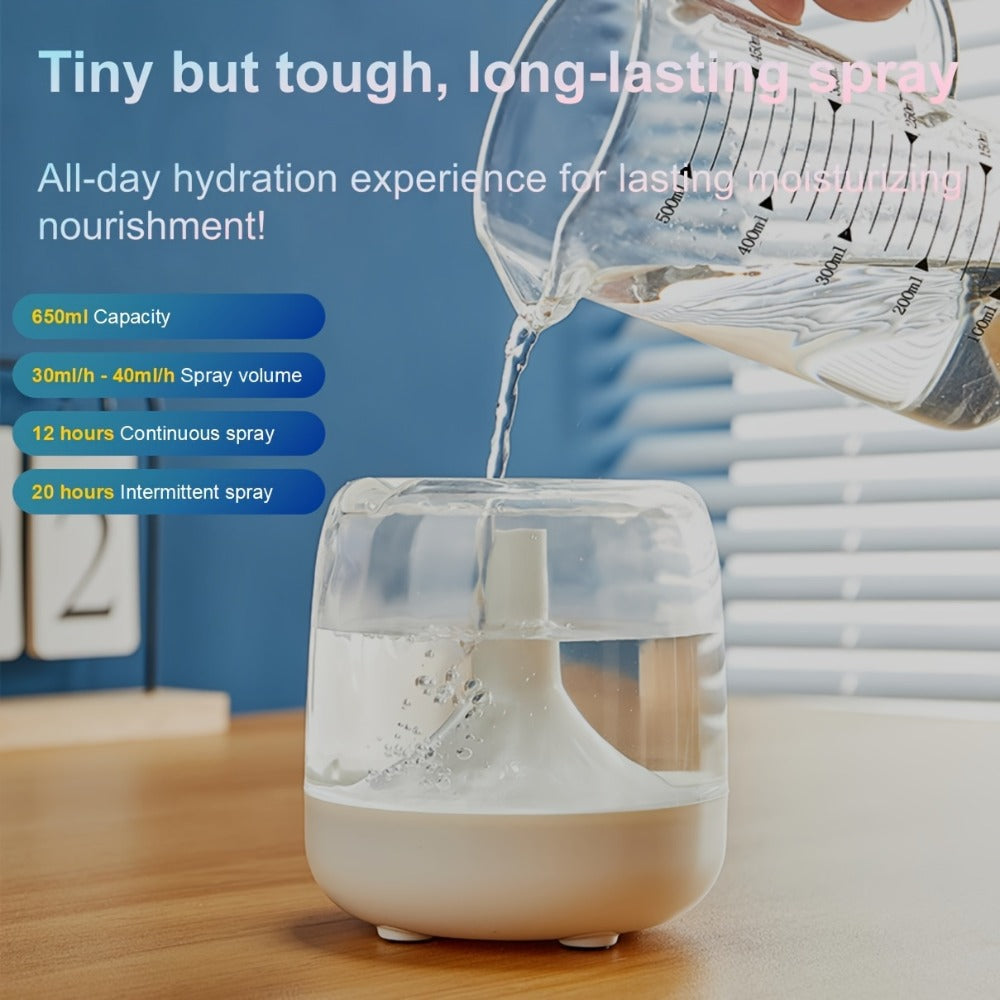 Cool Mist Humidifier with 7-Color Night Light & Transparent Tank, USB Quiet Humidifier 24H Runtime