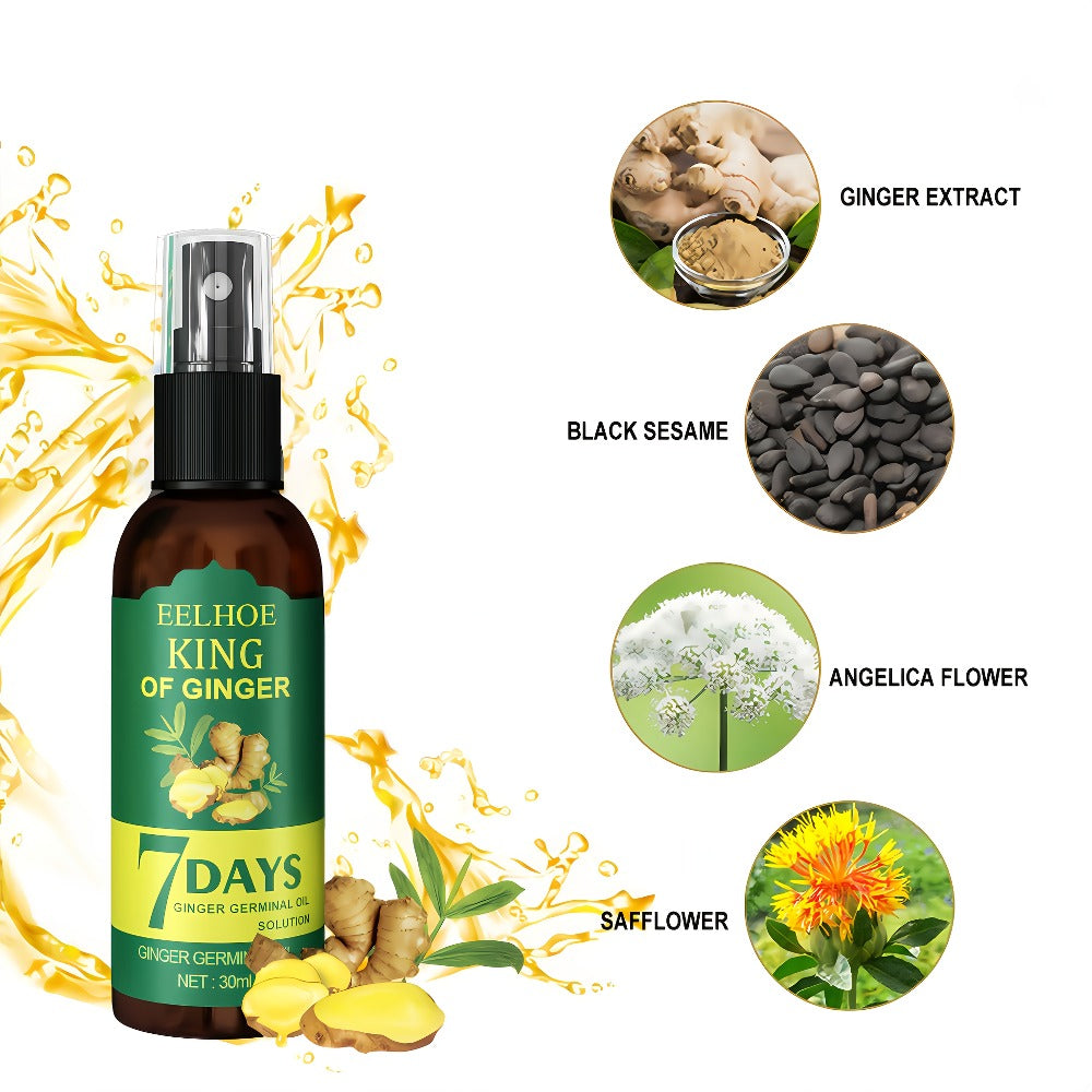 Ginger Hair Oil Spray Set 6 Bottles × 30ml – 7-Day Deep Moisturizing Frizz Control Mist for Dry, Curly & Coily Hair | Lightweight Non-Greasy