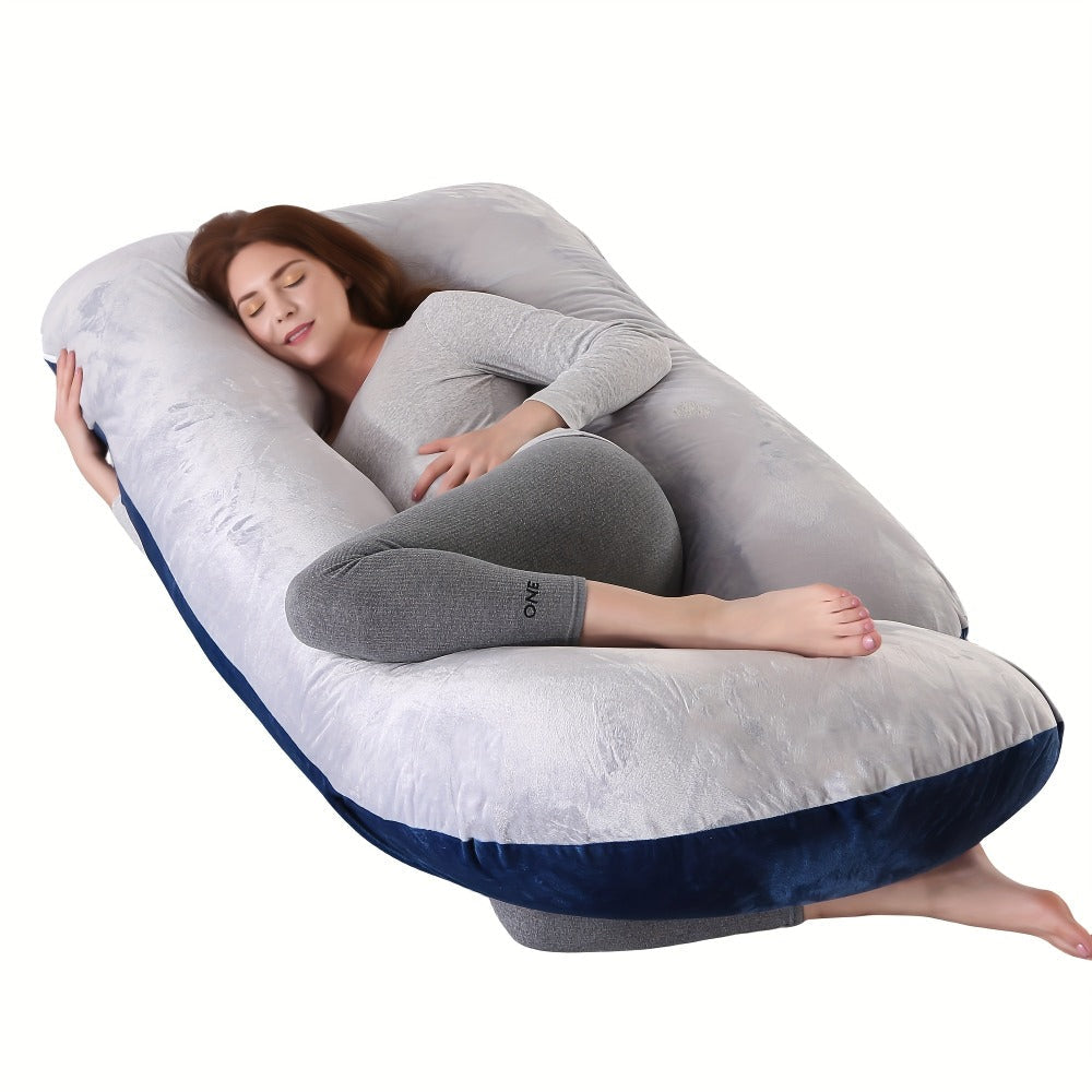 Pregnancy Pillow J-Shape 60 Inch Full Body Maternity Pillow with Velvet Cover for Entryways, Bedrooms and Living Spaces