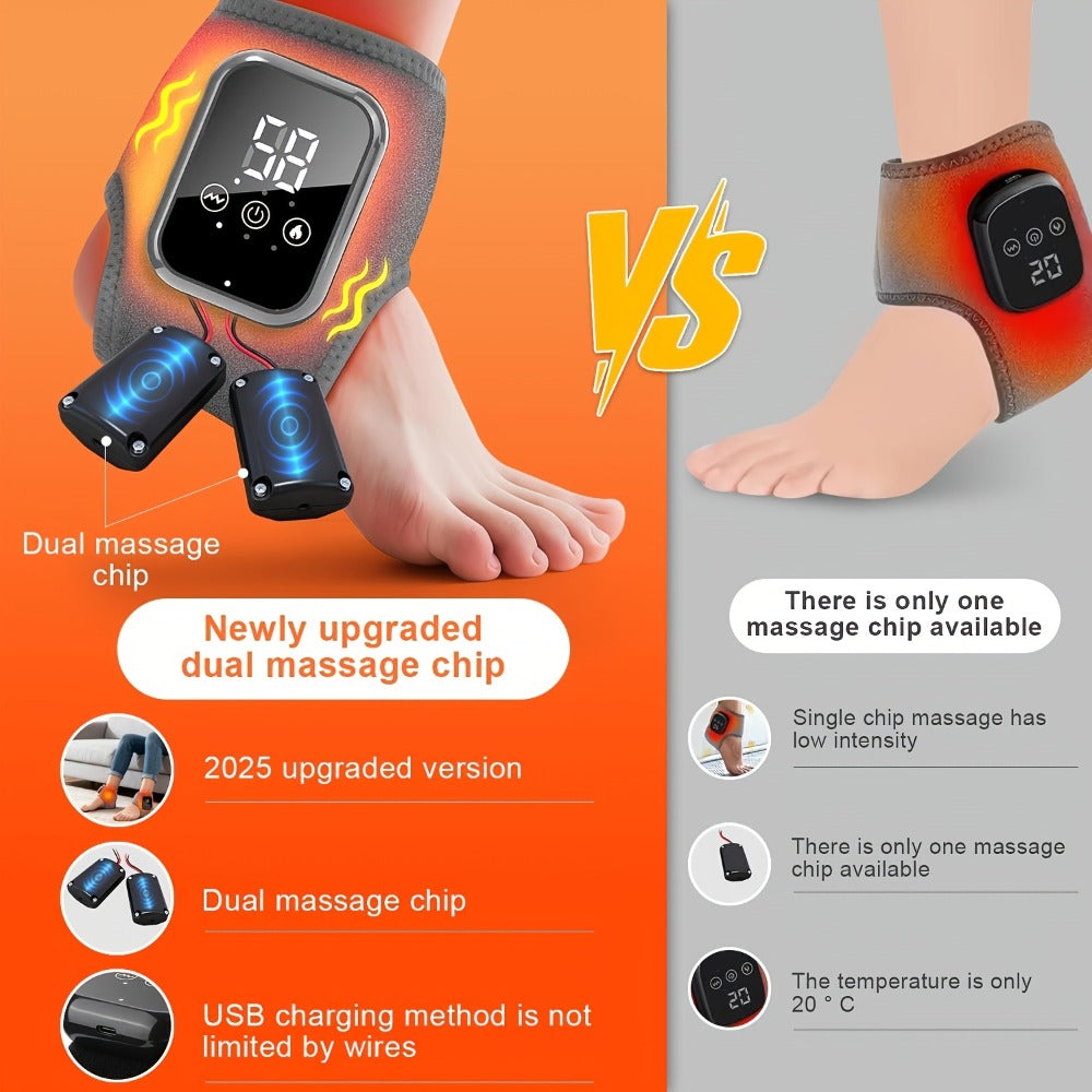 Heated Ankle Wrap Massager with Five Heat Levels, Three Vibration Modes and One- or Two-Piece Options