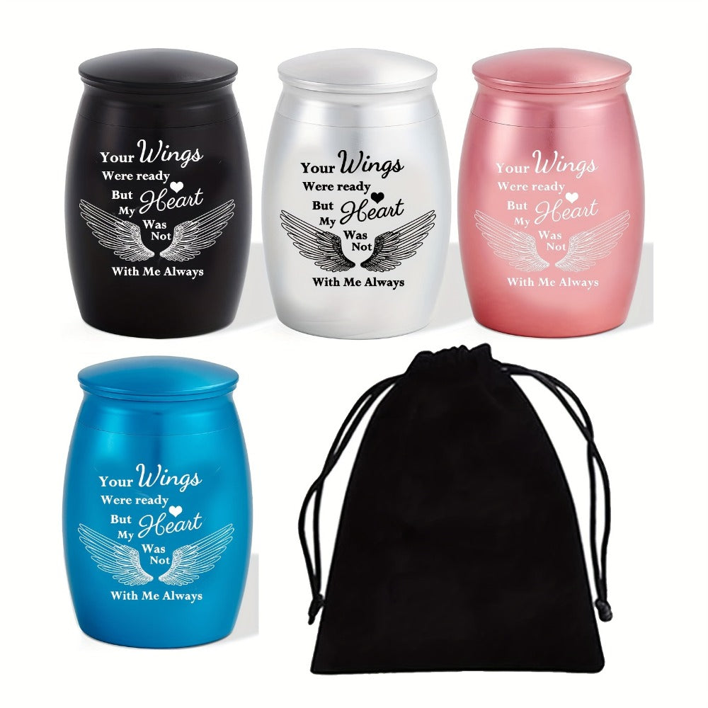 Mini Keepsake Urns for Human Ashes 4pcs, Small Metal Memorial Urn Set for Pet Ashes 1.57 Inch 4 Colors Remembrance Gift