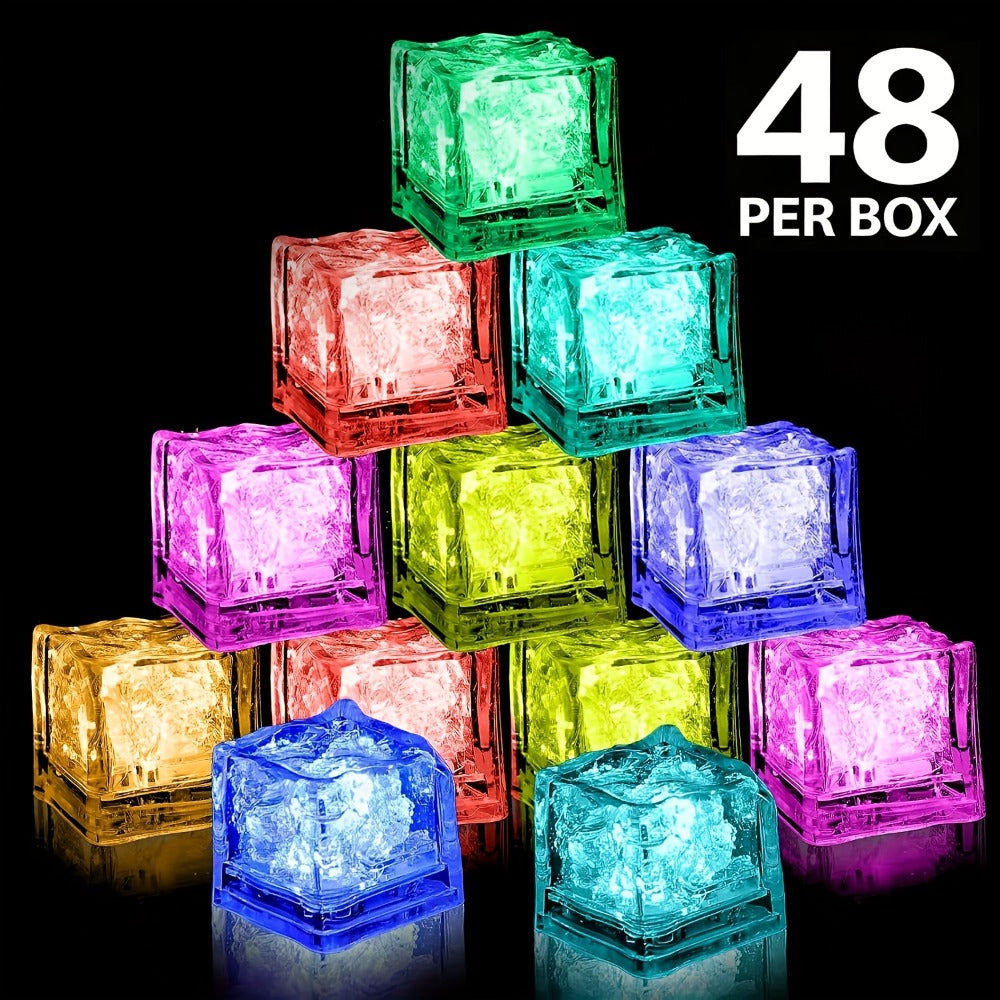 LED Ice Cube Lights Reusable Mixed Color, Flashing Sensory Light-Up Ice Cubes for Bar, Party & Wedding Decoration