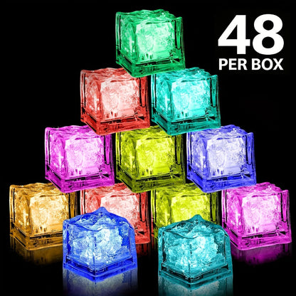 LED Ice Cube Lights Reusable Mixed Color, Flashing Sensory Light-Up Ice Cubes for Bar, Party & Wedding Decoration