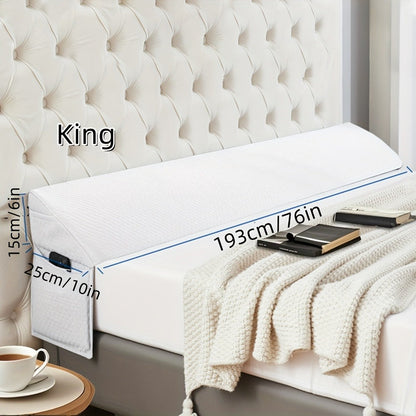 Mattress Gap Wedge Pillow in Twin, Full, Queen or King with Grey, White and Bamboo-Labeled Options