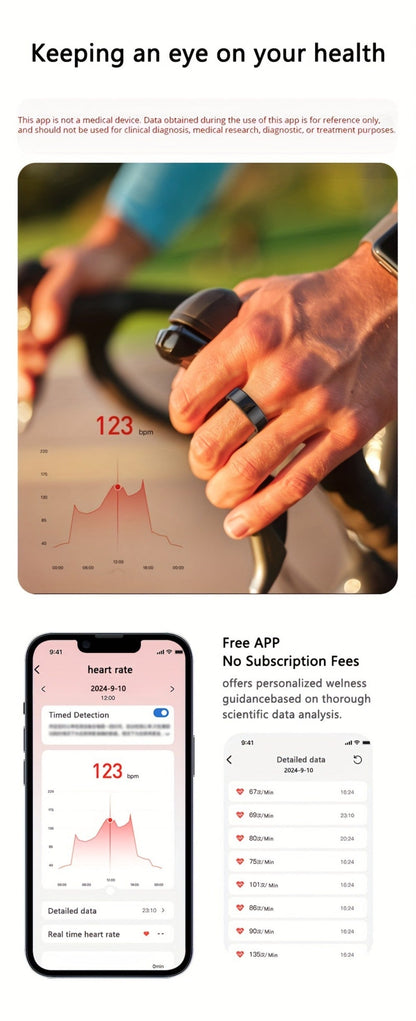 R18 Smart Ring Activity Tracker with 20+ Workout Modes – Sleep & Stress Monitor, Heart Rate, iPhone & Android Compatible, USB Charging