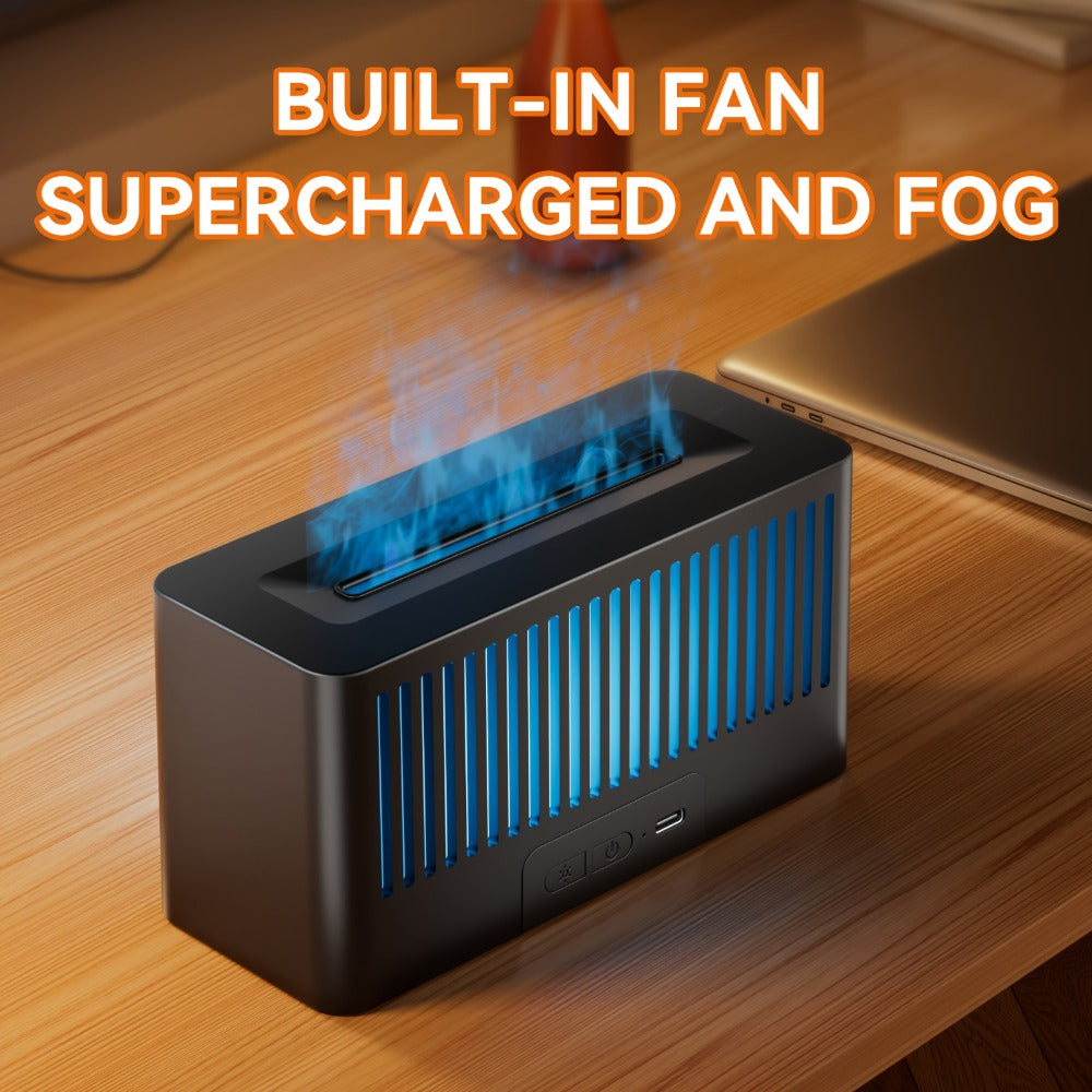 Humidifier Flame-Effect USB Diffuser with Seven LED Colors, Black or White, Single and Two-Pack Options