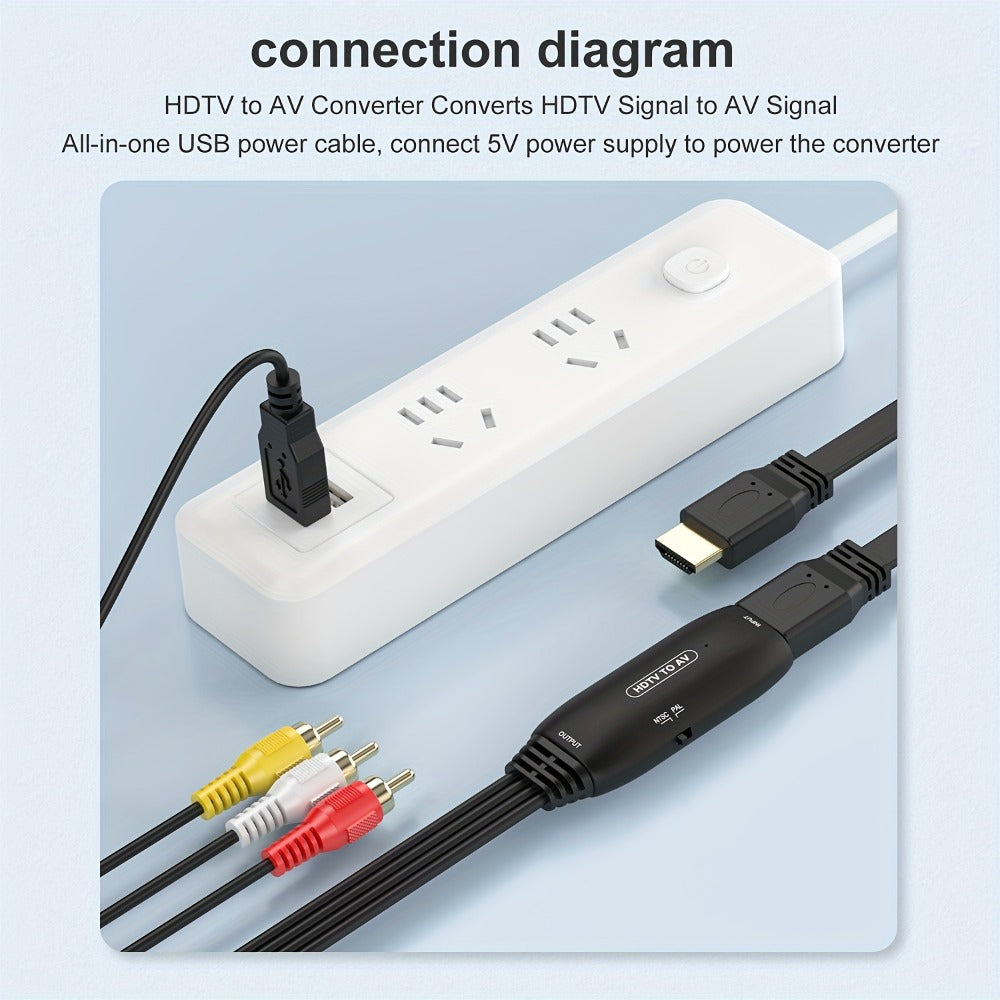 HDMI to RCA Converter Adapter for Fire Stick Roku Apple TV Android Box, Plug & Play, Supports 1080P PAL/NTSC