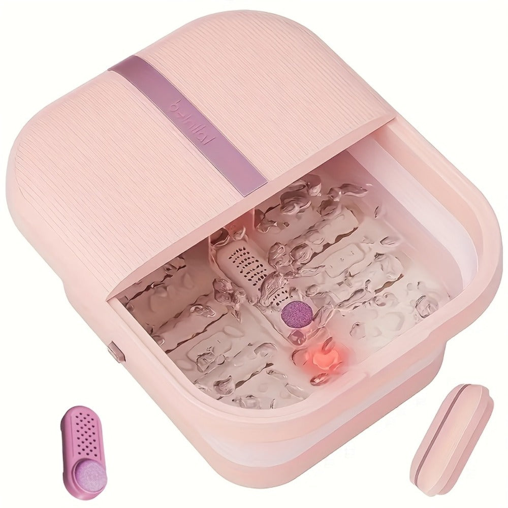 Foot Spa Bath Massager with Heat and Bubbles, Foldable Electric Foot Soak Tub with Heating, Bubble Massage