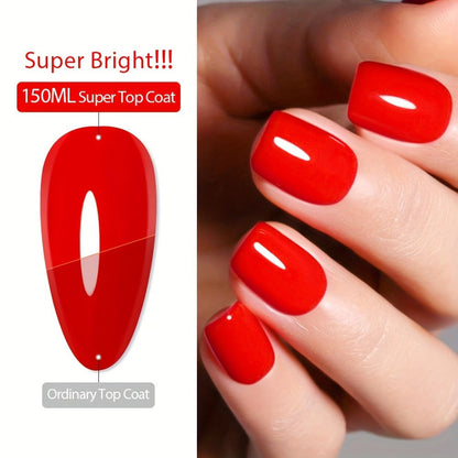 Gel Nail Polish Super-Glossy Top Coat in 15ml Soak-Off Formula with UV/LED Cure for Nail Art