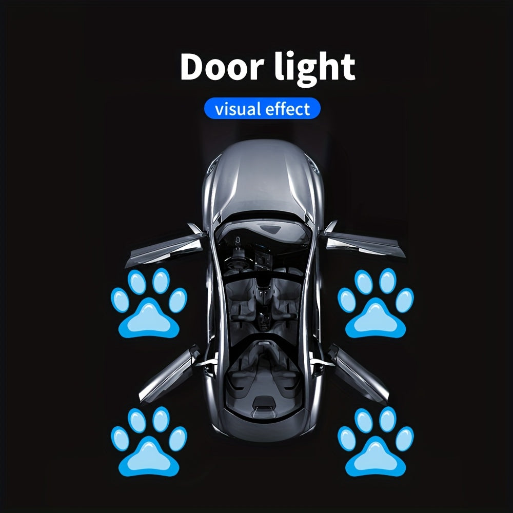 Car Door LED Projector Welcome Lights 4 Pcs – Courtesy Step Logo Light Cute Pattern Projection Festive Atmosphere Night Light Sky Blue Pink