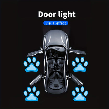Car Door LED Projector Welcome Lights 4 Pcs – Courtesy Step Logo Light Cute Pattern Projection Festive Atmosphere Night Light Sky Blue Pink