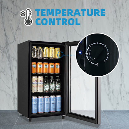 Beverage Refrigerator with Glass Door, Mini Fridge 2.0/3.5/4.0 Cu Ft, LED Lights, Adjustable Shelves