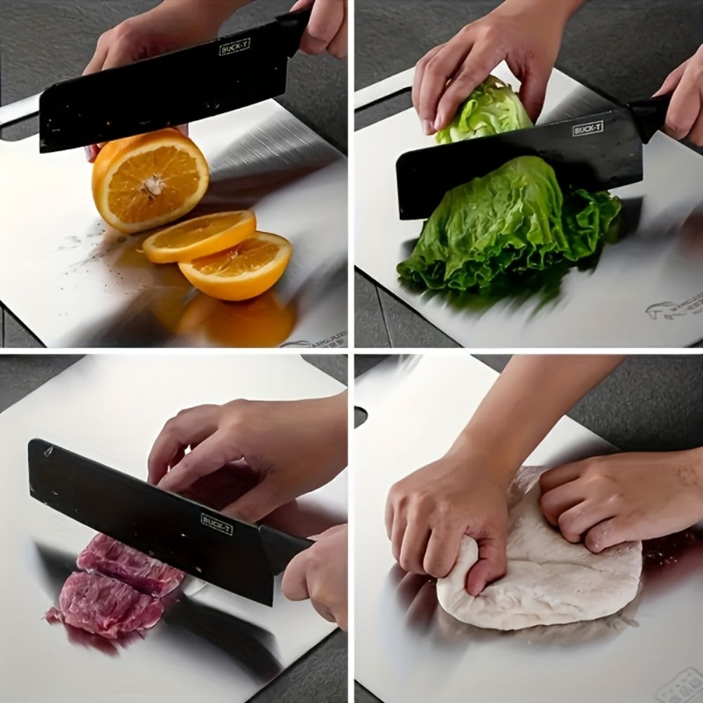 Stainless Steel Cutting Board Set of 3, Durable Kitchen Cutting Boards, & Easy to Clean, Space-Saving Nested Design for Meat
