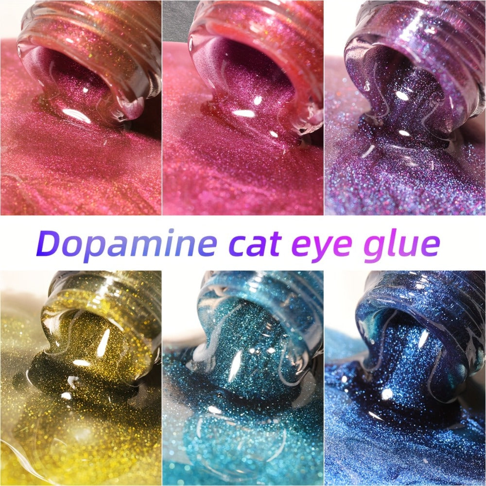 Dopamine Cat Eye Gel Polish Set with Six Magnetic Colors and Photo Frame Bottles for UV LED Nail Art