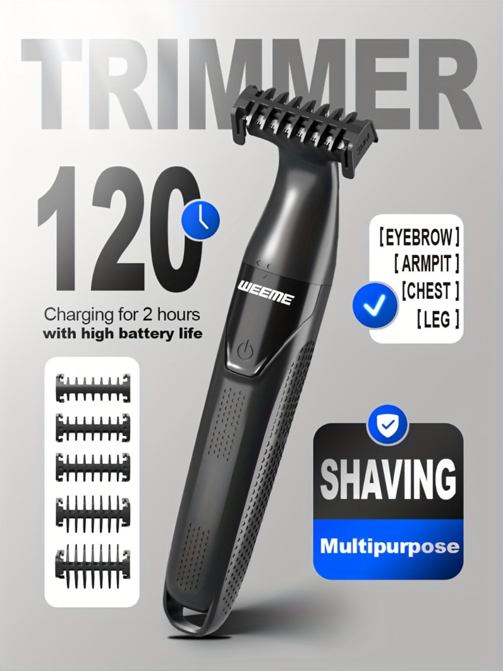 Electric Epilator & Hair Removal Device 3-in-1 for Men & Women - Shaver Trimmer for Underarms Legs Arms Bikini Line Sensitive Areas