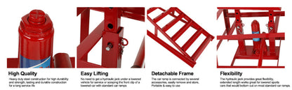 Hydraulic Vehicle Ramps 11, 000 lb 5T Low Profile Heavy Duty Lift Service Ramps for Truck Trailer Garage – Adjustable Height