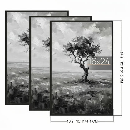 Three-Piece 16 x 24-Inch Poster Frame Set in Black, Golden or Natural Finish for Vertical or Horizontal Walls