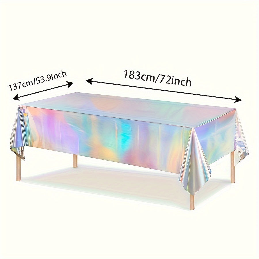 Holographic Rainbow Table Covers 10 Pack – Disposable Foil Tablecloths for Party, Wedding, Birthday & Gender Reveal