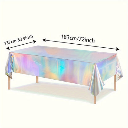 Holographic Rainbow Table Covers 10 Pack – Disposable Foil Tablecloths for Party, Wedding, Birthday & Gender Reveal