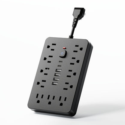 Power Strip with 11 AC Outlets, 4 USB-A, 2 USB-C and Short, 5-Foot or 10-Foot Standard or Braided Cord