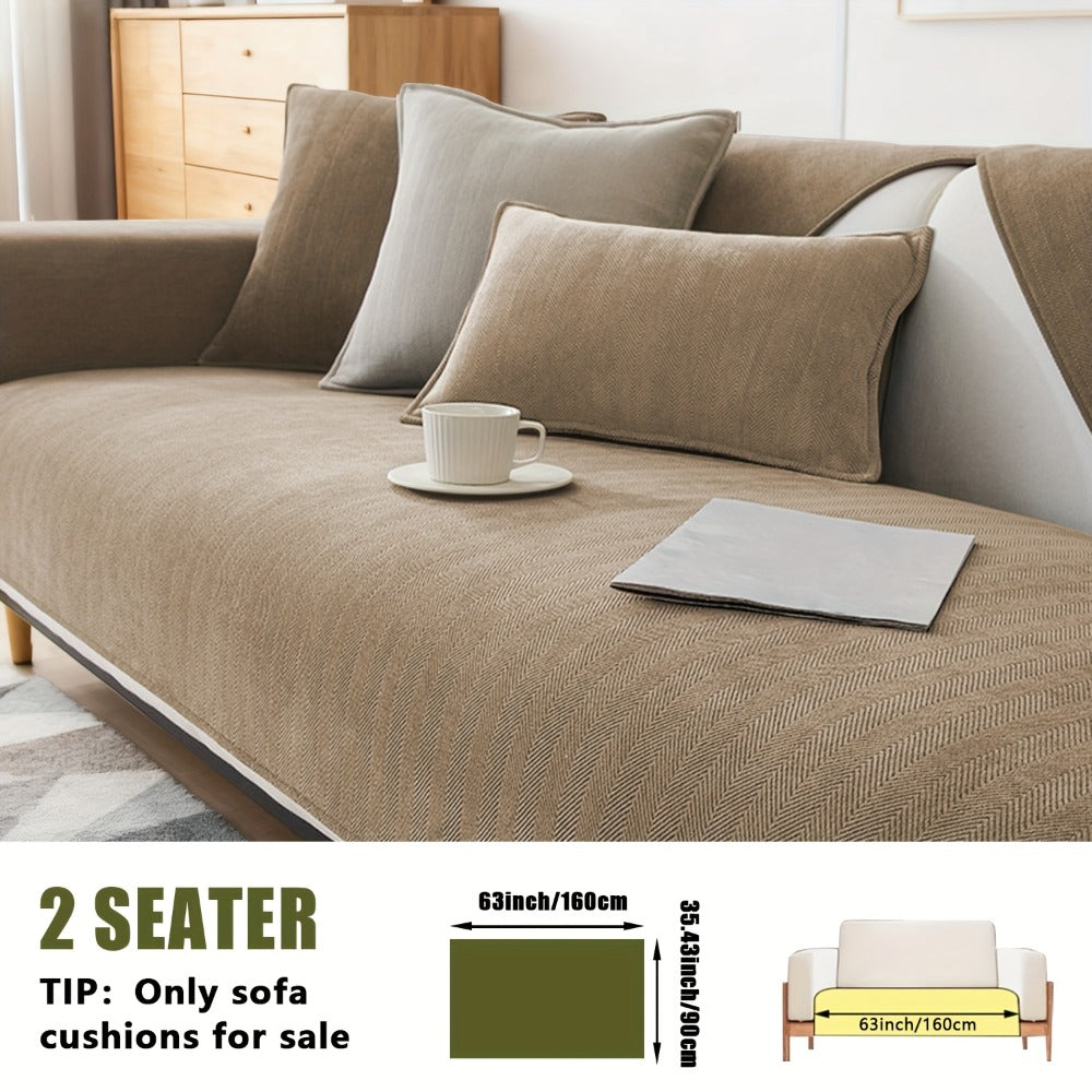 Sofa Cover Ribbed Chenille Stretch Panels for 1 to 4 Seats, Armrests or Cushions with Model-Specific Size and Color Options