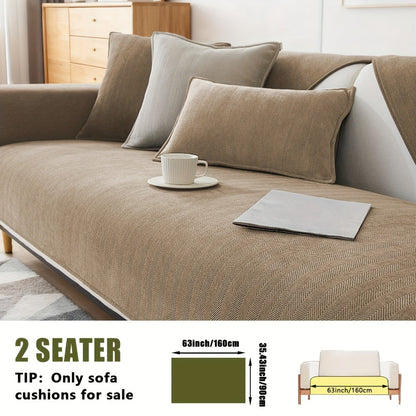 Sofa Cover Ribbed Chenille Stretch Panels for 1 to 4 Seats, Armrests or Cushions with Model-Specific Size and Color Options