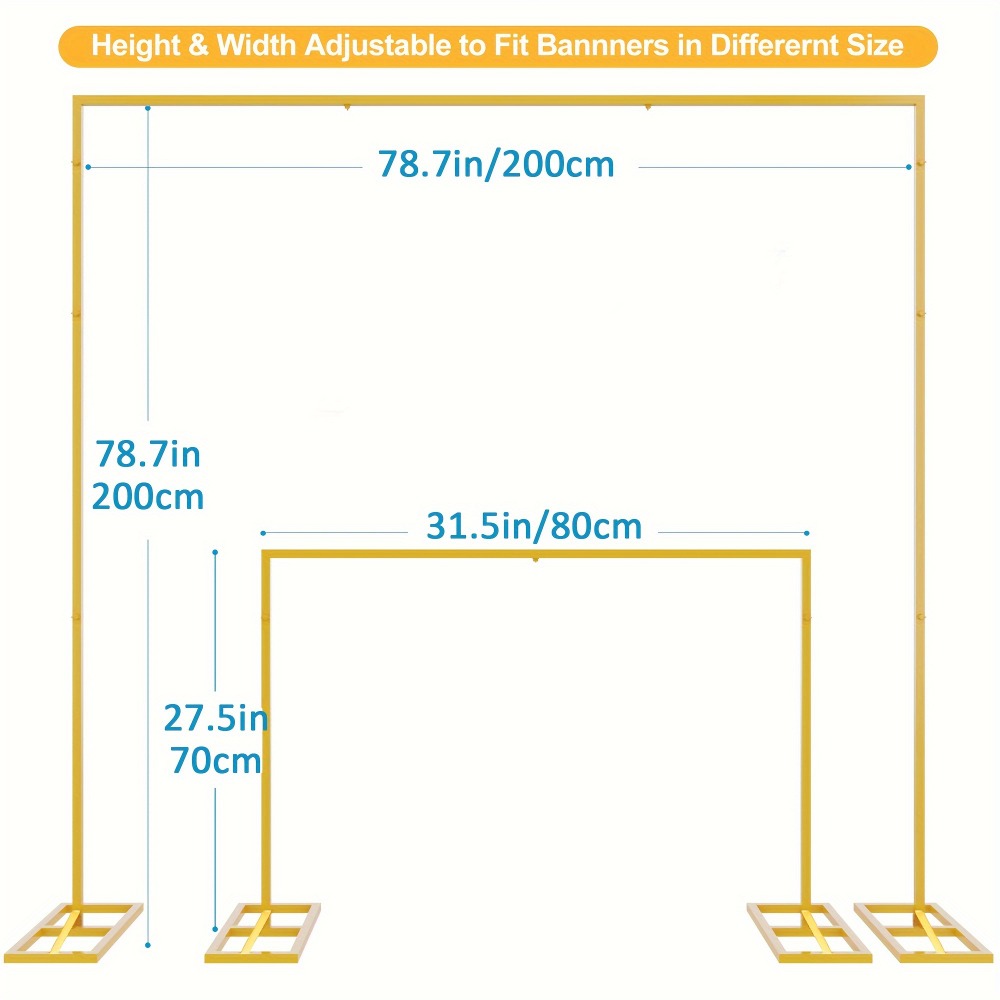 Premium Square Backdrop Support Stand | Flexible Portable Rectangular Metal Frame for Wedding Ceremony, Birthday Party