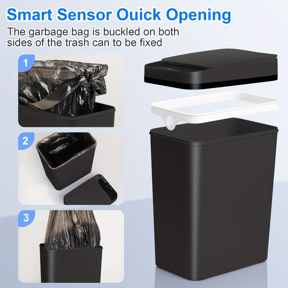 Motion Sensor Trash Can 2-Pack, 2.8 Gallon Touchless Slim Garbage Can with Auto Lid for an Everyday Personal Care Routine