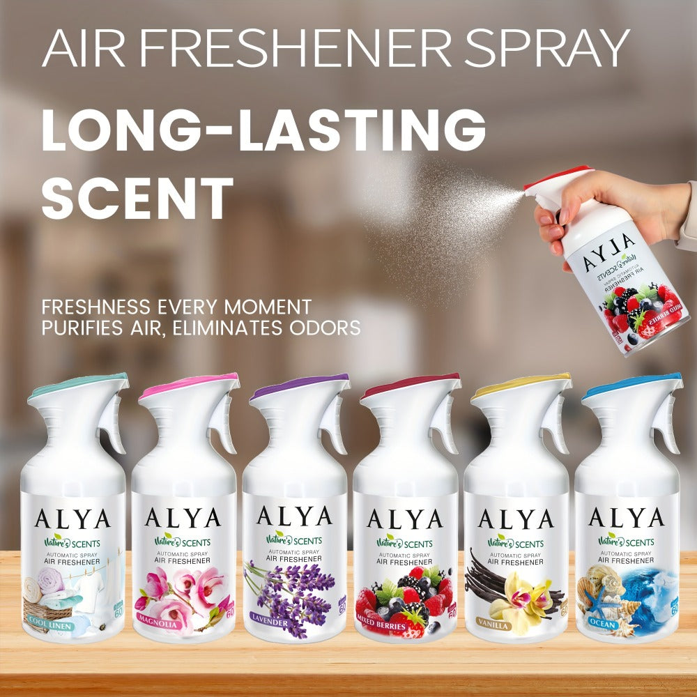 Aromatherapy Air Freshener Spray 8.45oz, 6 Scents: Lavender, Magnolia, Mixed Berries, Ocean, Cool Linen & Vanilla