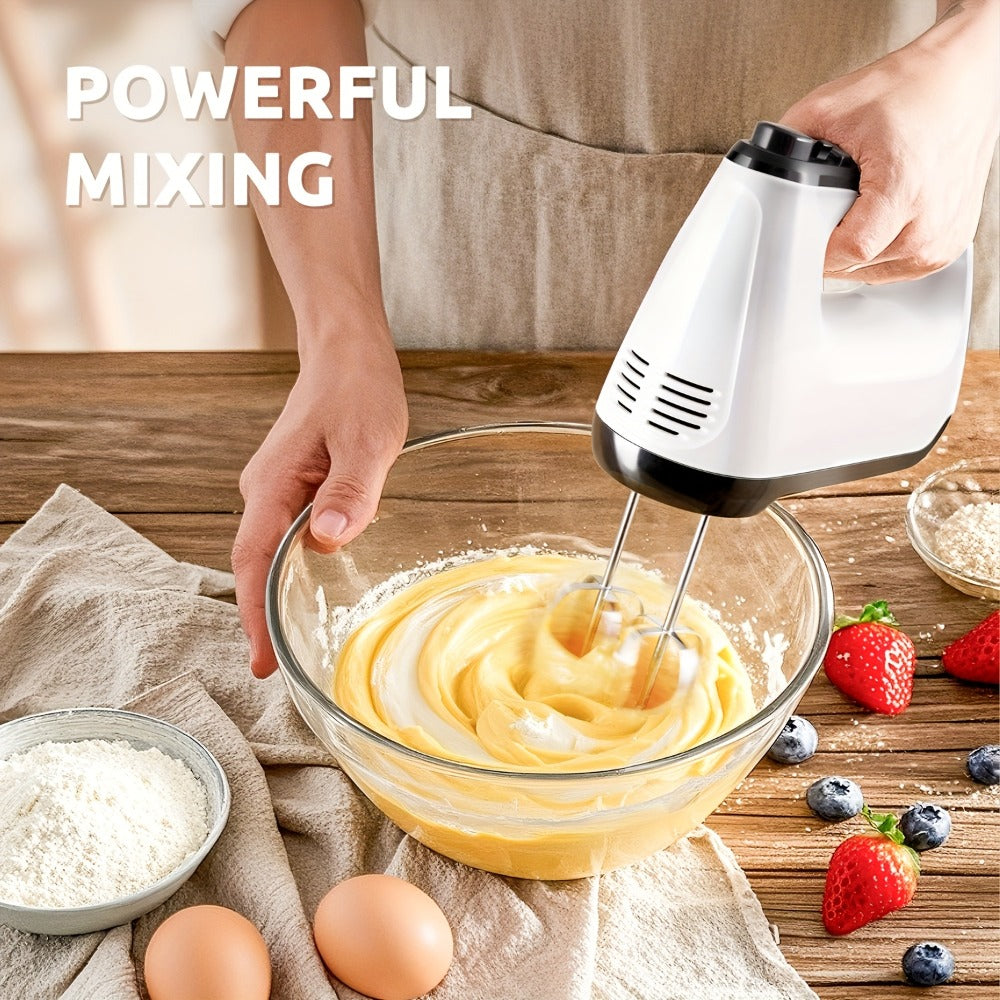 Electric Hand Mixer 6-Speed with Turbo, 5 Stainless Steel Attachments, Snap-On Storage Case, Handheld Mixer for Whipping