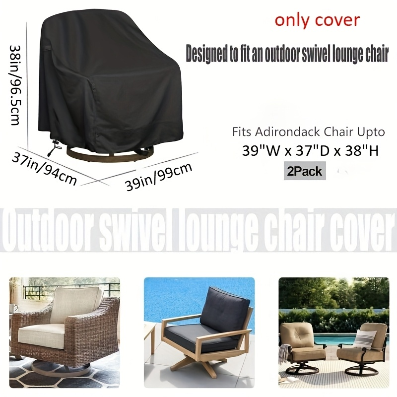 Swivel Patio Chair Covers Waterproof 2 Pack, Heavy Duty Outdoor Furniture Covers 27.5"W x 32.5"D x 43"H, All-Weather UV & Wind Resistant