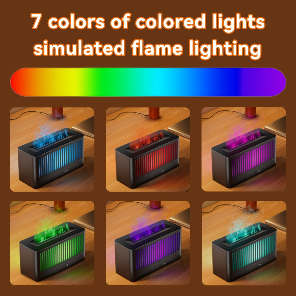 Humidifier Flame-Effect USB Diffuser with Seven LED Colors, Black or White, Single and Two-Pack Options