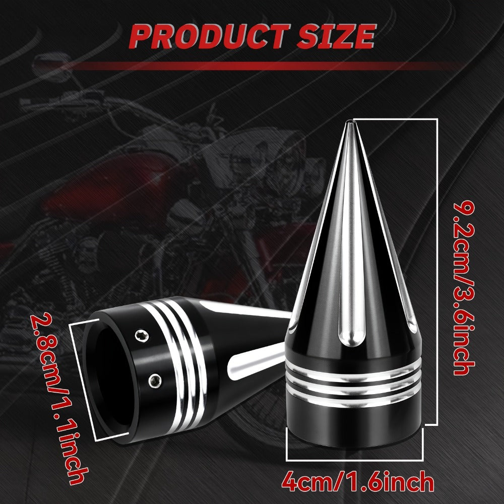 CNC Spike Motorcycle Front Axle Nut Covers Caps 3.6" – Fits Harley Touring Street Glide Road King Electra Glide Tri Glide 2008-Later