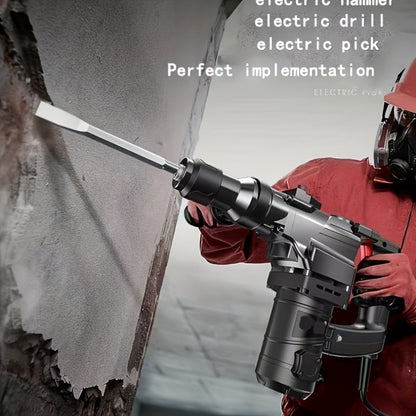 Hammer Drill 1100W 3-in-1 Multi-Function Electric Drill, Rotary Hammer & Chisel, Variable Speed for Concrete Wall Wood Metal Drilling