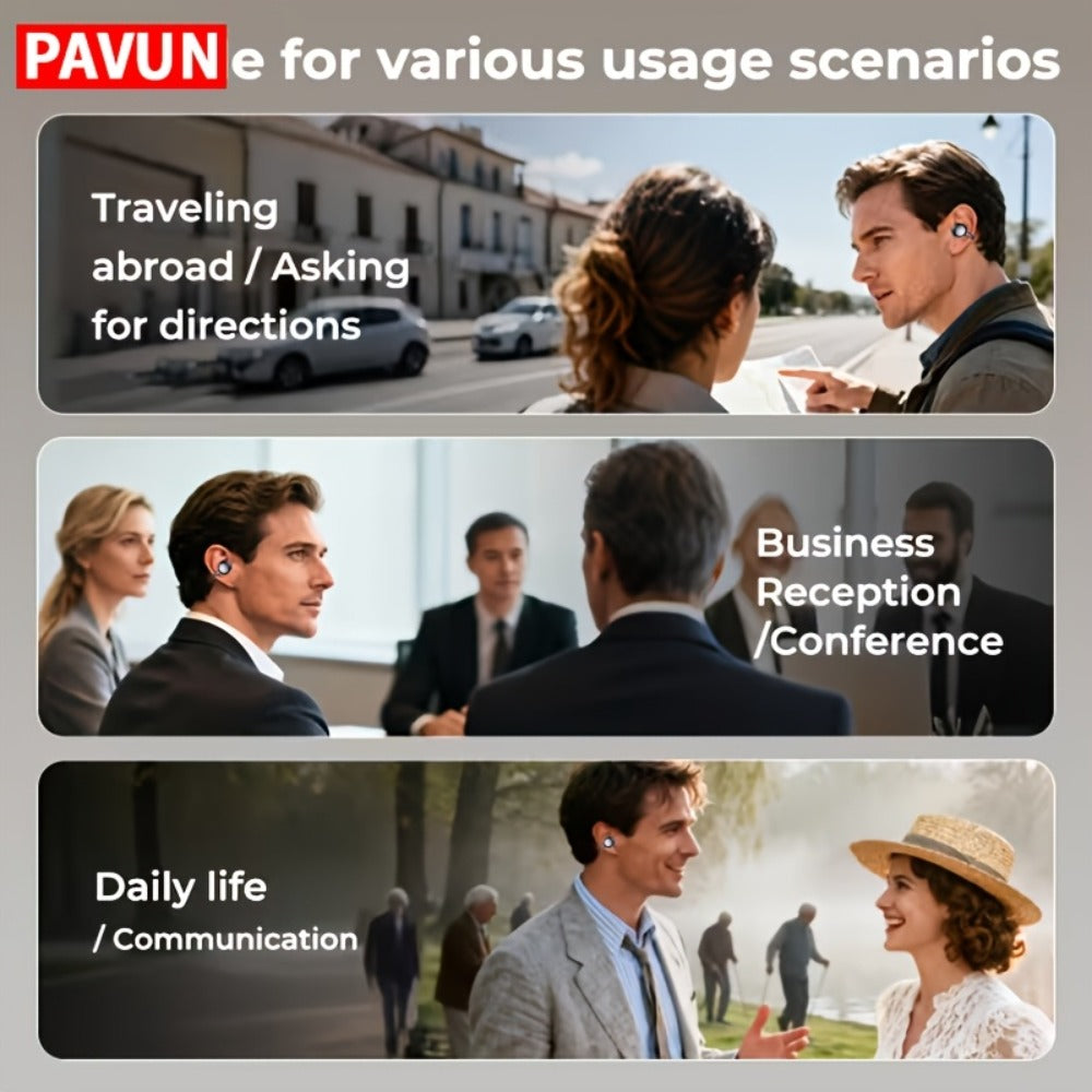 PAVUN AI Translation Headphones with HD LCD Screen, 150+ Languages Bluetooth 6.0 Wireless 8H Battery