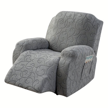 Chair Cover Four-Piece Stretch Recliner Slipcover with Swirl Texture and Four Available Color Choices