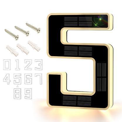 LED Solar House Number Light 6.7 Inch Wall Mounted, Smart Sensor Illuminated Address Number for Home Decor