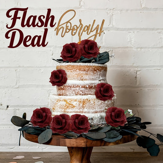 Artificial Rose Heads with Stems, 50-Piece Silk-Labeled Set in Champagne, Silver, Pink, Wine Red, Blue or Orange